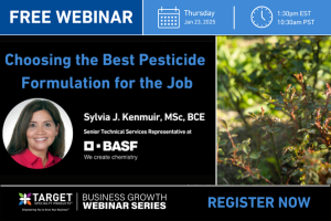 Free Webinar - Choosing the Best Pesticide Formulation for the Job featuring Sylvia J. Kenmuir, MSc, BCE, from BASF